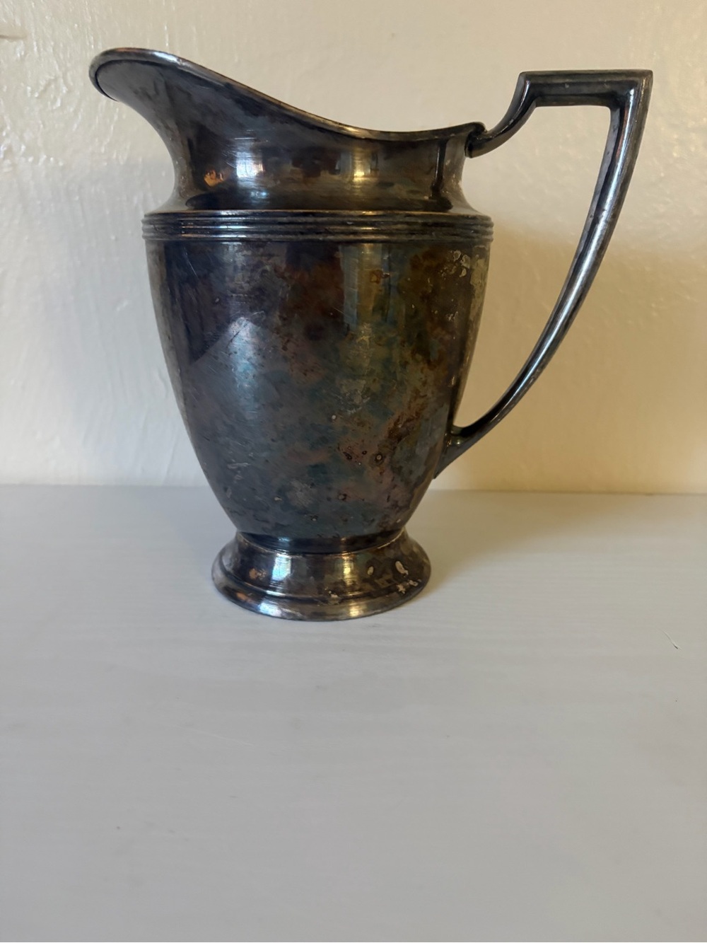 Antique-Style Silver-Tone Creamer Pitcher in Aged Silver